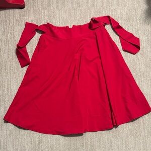 Belle Pogue Women Pleated Skirt Size M Red Midi Skirt with Pockets A-Line